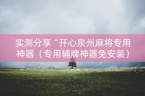 实测分享“开心泉州麻将专用神器（专用辅牌神器免安装）