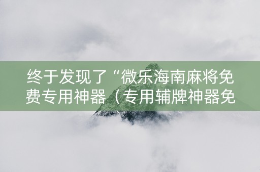 终于发现了“微乐海南麻将免费专用神器（专用辅牌神器免安装）
