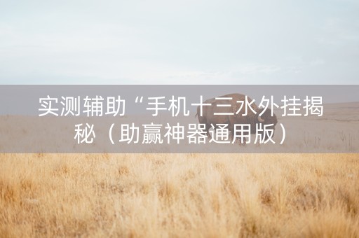 实测辅助“手机十三水外挂揭秘（助赢神器通用版）