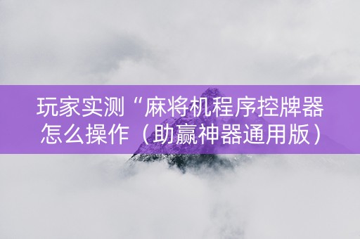 玩家实测“麻将机程序控牌器怎么操作（助赢神器通用版）