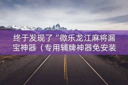 终于发现了“微乐龙江麻将漏宝神器（专用辅牌神器免安装）
