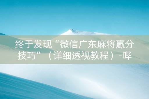 终于发现“微信广东麻将赢分技巧”（详细透视教程）-哔哩哔哩