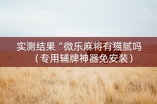 实测结果“微乐麻将有猫腻吗（专用辅牌神器免安装）