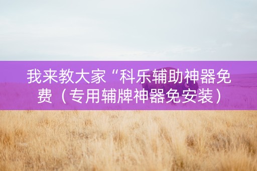我来教大家“科乐辅助神器免费（专用辅牌神器免安装）