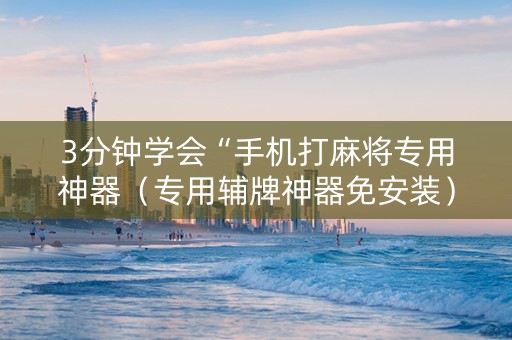 3分钟学会“手机打麻将专用神器（专用辅牌神器免安装）