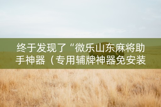 终于发现了“微乐山东麻将助手神器（专用辅牌神器免安装）