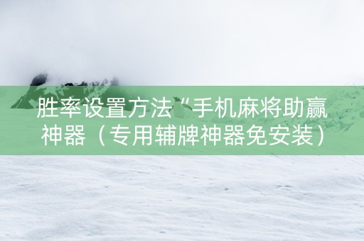 胜率设置方法“手机麻将助赢神器（专用辅牌神器免安装）