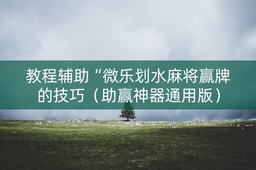 教程辅助“微乐划水麻将赢牌的技巧（助赢神器通用版）