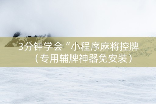 3分钟学会“小程序麻将控牌（专用辅牌神器免安装）