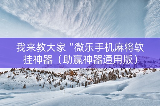 我来教大家“微乐手机麻将软挂神器（助赢神器通用版）