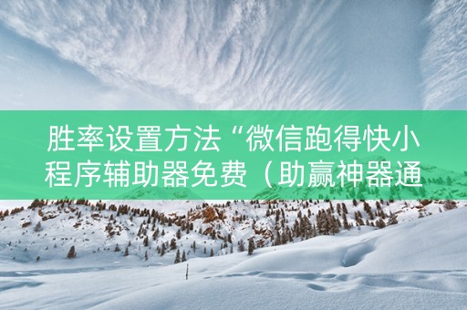 胜率设置方法“微信跑得快小程序辅助器免费（助赢神器通用版）
