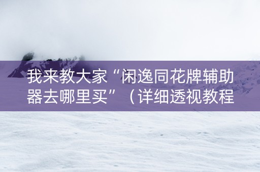我来教大家“闲逸同花牌辅助器去哪里买”（详细透视教程）-哔哩哔哩