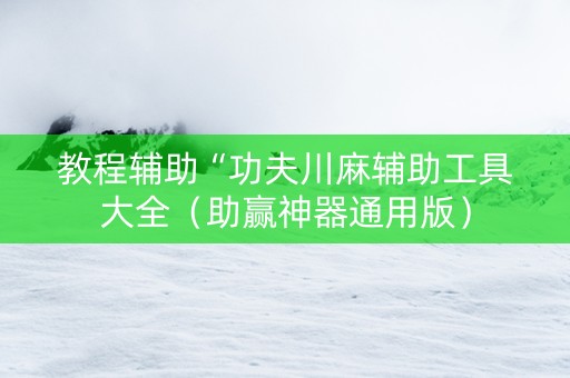 教程辅助“功夫川麻辅助工具大全（助赢神器通用版）