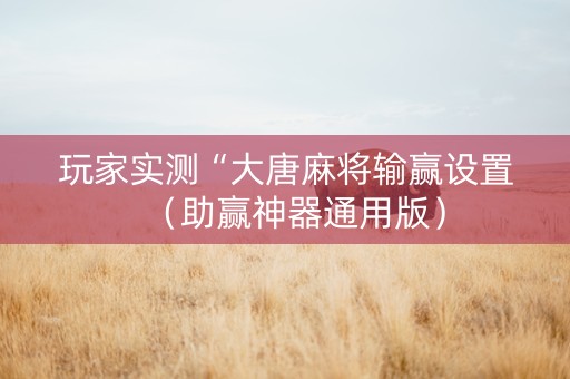 玩家实测“大唐麻将输赢设置（助赢神器通用版）