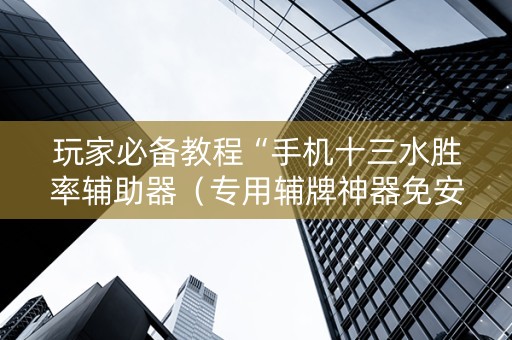 玩家必备教程“手机十三水胜率辅助器（专用辅牌神器免安装）