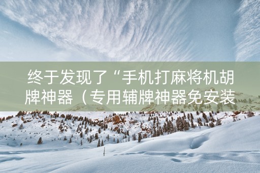 终于发现了“手机打麻将机胡牌神器（专用辅牌神器免安装）