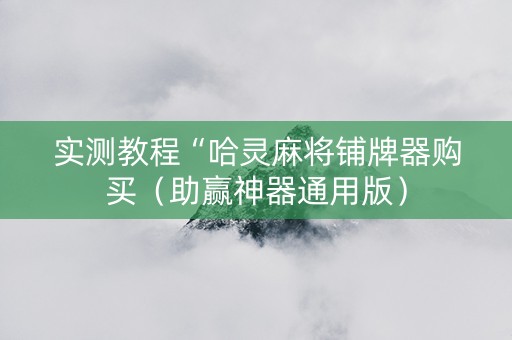 实测教程“哈灵麻将铺牌器购买（助赢神器通用版）
