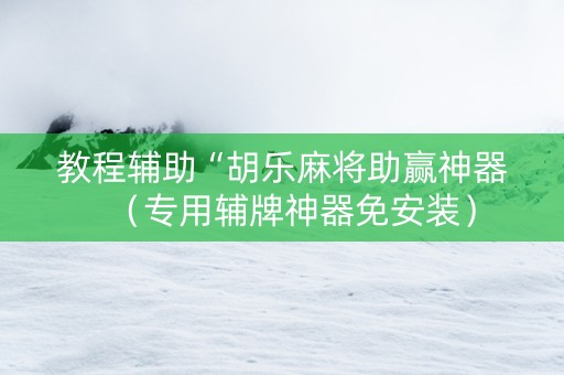 教程辅助“胡乐麻将助赢神器（专用辅牌神器免安装）