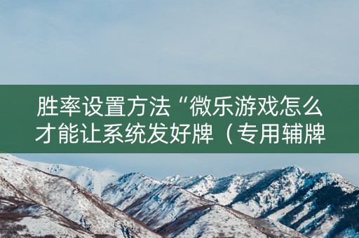 胜率设置方法“微乐游戏怎么才能让系统发好牌（专用辅牌神器免安装）