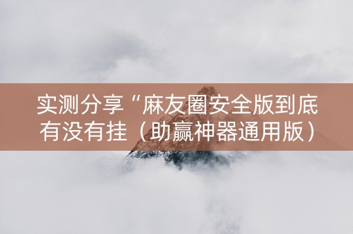 实测分享“麻友圈安全版到底有没有挂（助赢神器通用版）