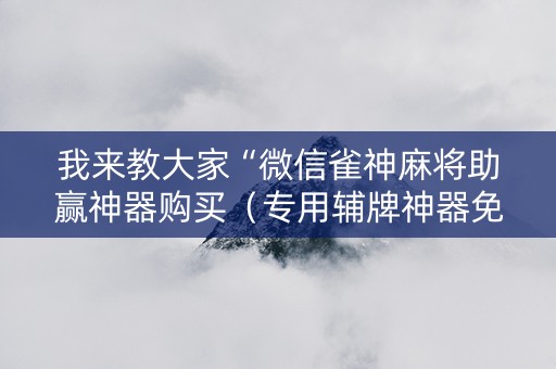 我来教大家“微信雀神麻将助赢神器购买（专用辅牌神器免安装）