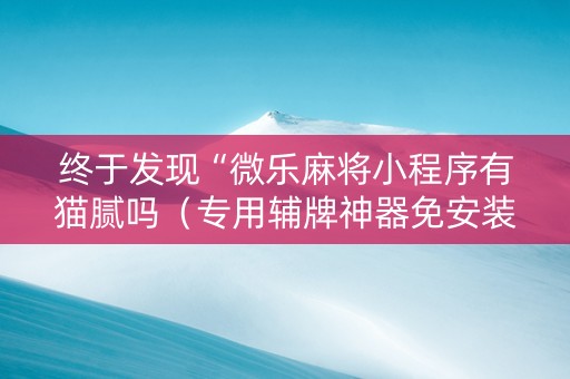 终于发现“微乐麻将小程序有猫腻吗（专用辅牌神器免安装）