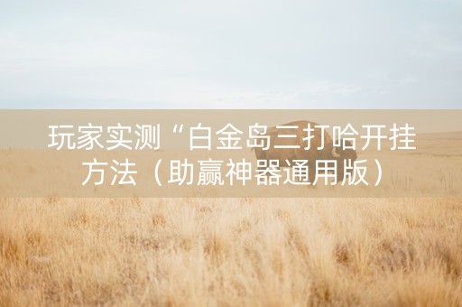 玩家实测“白金岛三打哈开挂方法（助赢神器通用版）
