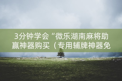 3分钟学会“微乐湖南麻将助赢神器购买（专用辅牌神器免安装）