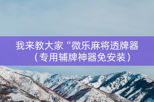 我来教大家“微乐麻将透牌器（专用辅牌神器免安装）
