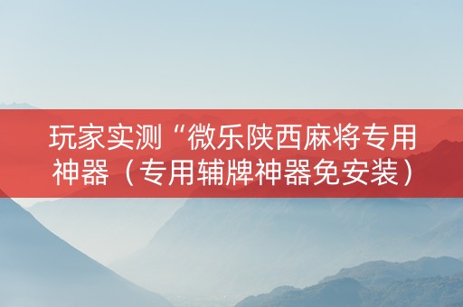 玩家实测“微乐陕西麻将专用神器（专用辅牌神器免安装）