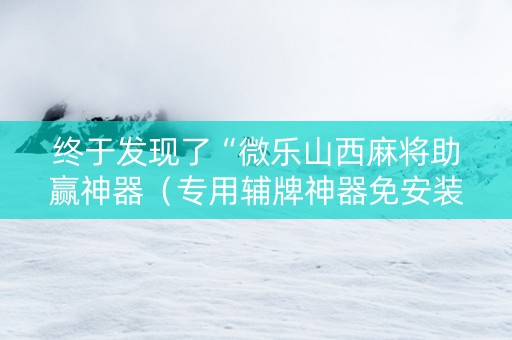 终于发现了“微乐山西麻将助赢神器（专用辅牌神器免安装）