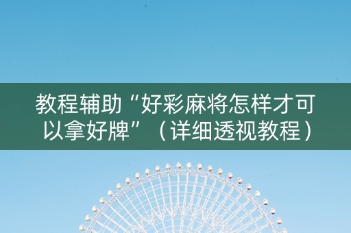 教程辅助“好彩麻将怎样才可以拿好牌”（详细透视教程）-哔哩哔哩