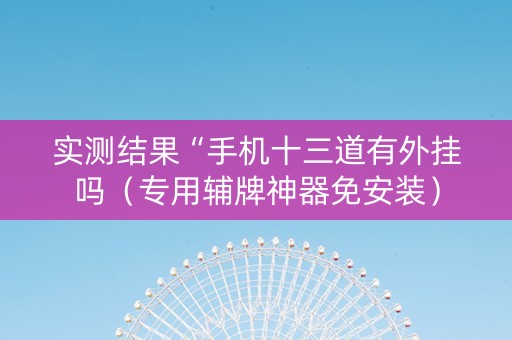 实测结果“手机十三道有外挂吗（专用辅牌神器免安装）