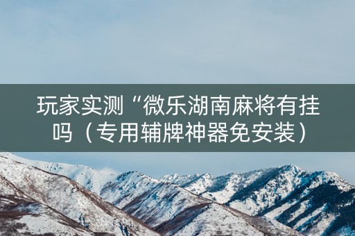玩家实测“微乐湖南麻将有挂吗（专用辅牌神器免安装）
