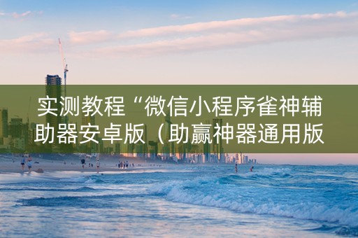 实测教程“微信小程序雀神辅助器安卓版（助赢神器通用版）