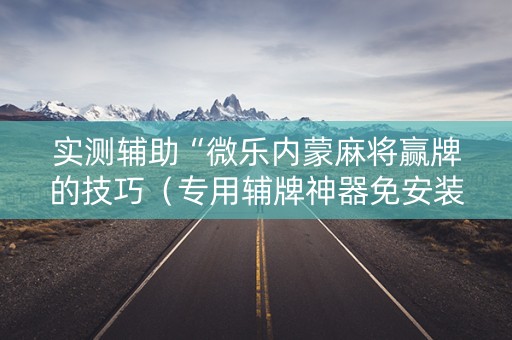 实测辅助“微乐内蒙麻将赢牌的技巧（专用辅牌神器免安装）