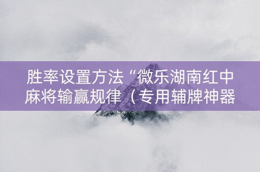 胜率设置方法“微乐湖南红中麻将输赢规律（专用辅牌神器免安装）