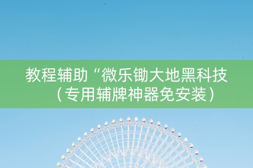 教程辅助“微乐锄大地黑科技（专用辅牌神器免安装）