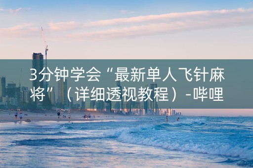 3分钟学会“最新单人飞针麻将”（详细透视教程）-哔哩哔哩