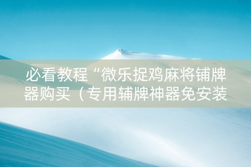 必看教程“微乐捉鸡麻将铺牌器购买（专用辅牌神器免安装）