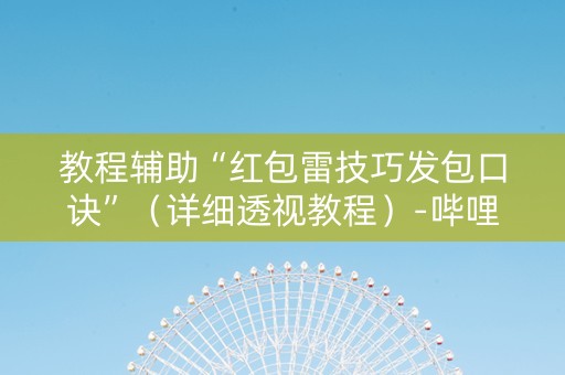 教程辅助“红包雷技巧发包口诀”（详细透视教程）-哔哩哔哩