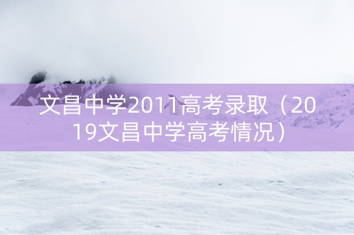 文昌中学2011高考录取（2019文昌中学高考情况）