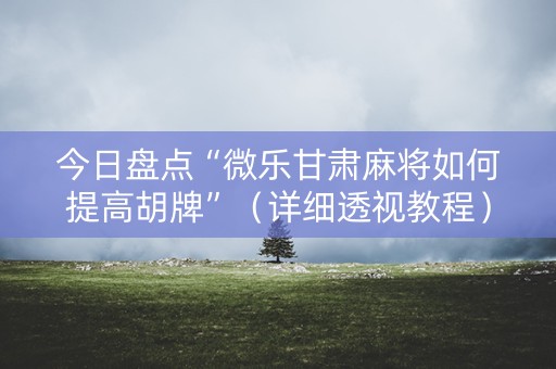 今日盘点“微乐甘肃麻将如何提高胡牌”（详细透视教程）-哔哩哔哩