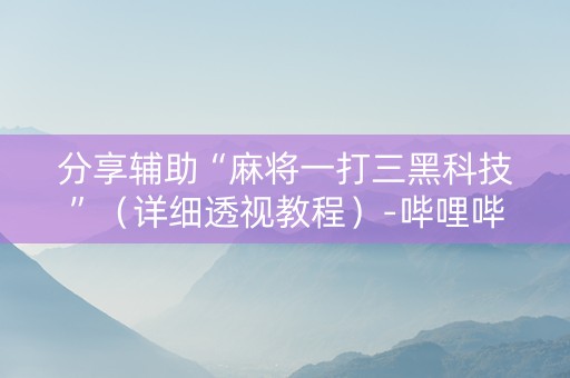 分享辅助“麻将一打三黑科技”（详细透视教程）-哔哩哔哩