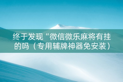 终于发现“微信微乐麻将有挂的吗（专用辅牌神器免安装）