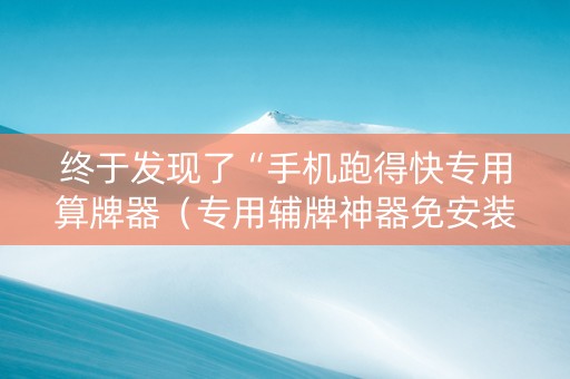 终于发现了“手机跑得快专用算牌器（专用辅牌神器免安装）