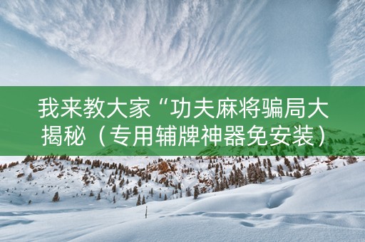 我来教大家“功夫麻将骗局大揭秘（专用辅牌神器免安装）