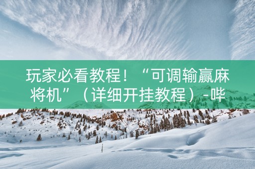 玩家必看教程！“可调输赢麻将机”（详细开挂教程）-哔哩哔哩