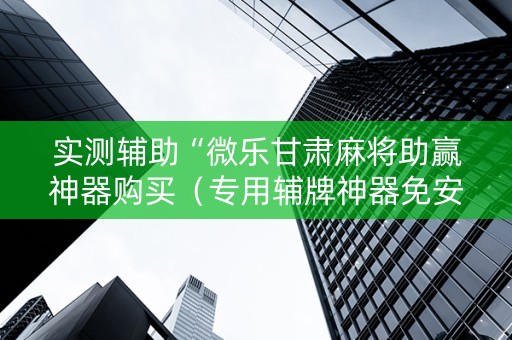 实测辅助“微乐甘肃麻将助赢神器购买（专用辅牌神器免安装）