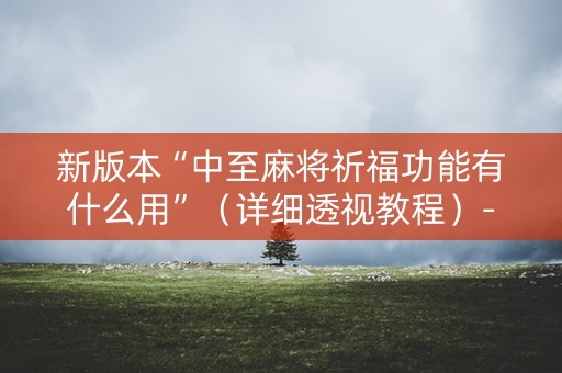 新版本“中至麻将祈福功能有什么用”（详细透视教程）-哔哩哔哩